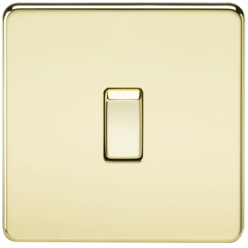 Screwless 20A 1G DP Switch - Polished Brass