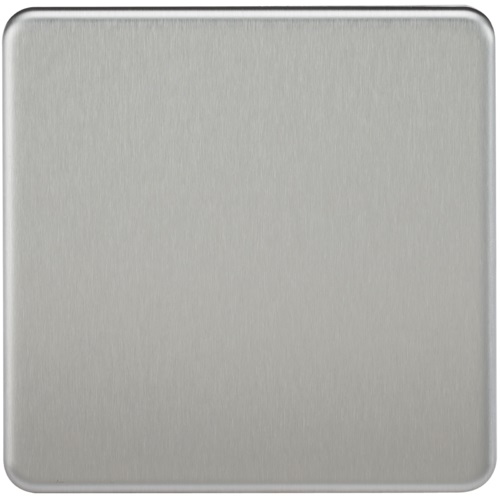 Screwless 1G Blanking Plate - Brushed Chrome