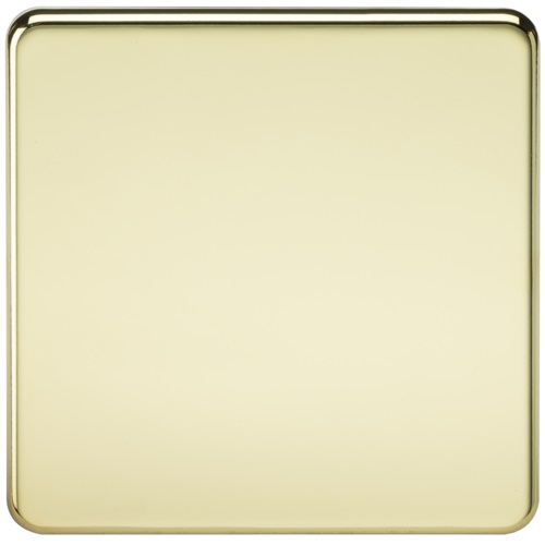 Screwless 1G Blanking Plate - Polished Brass