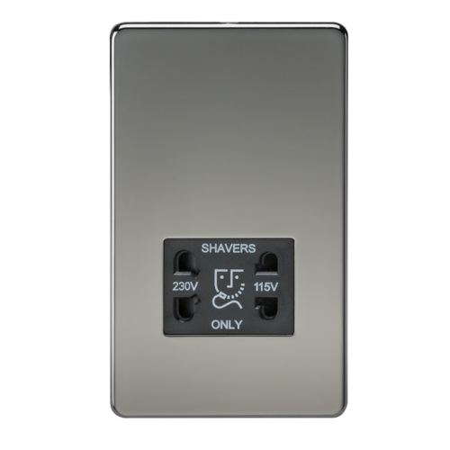 Screwless 115V/230V Dual Voltage Shaver Socket - Black Nickel