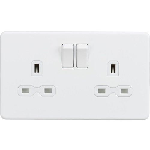 Screwless 13A 2G DP switched socket - Matt white