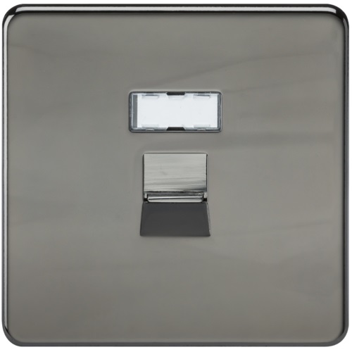 Screwless RJ45 network outlet - black nickel