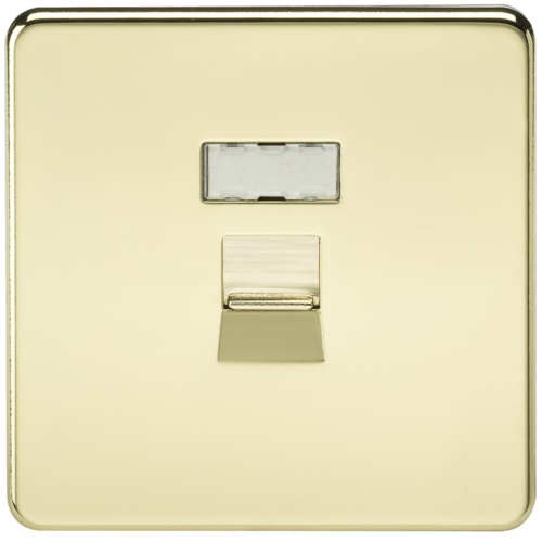 Screwless RJ45 network outlet - polished brass