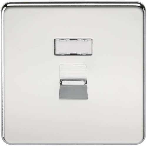 Screwless RJ45 network outlet - polished chrome