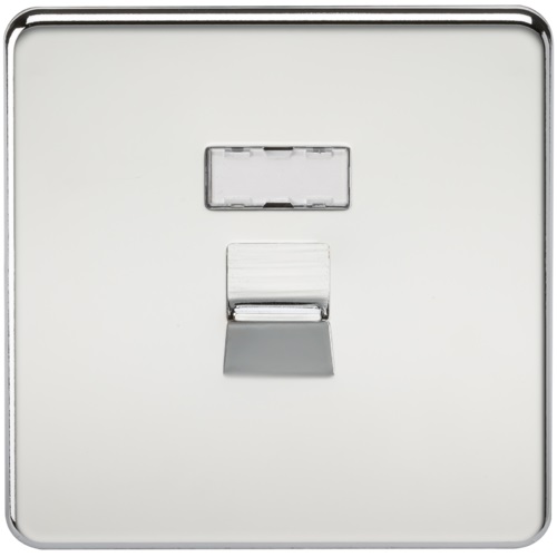 Screwless RJ45 network outlet - polished chrome