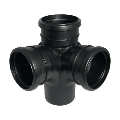Soil Ring 92° Triple Socket Branch w/o Boss 110mm - Black