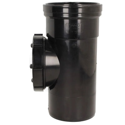 Soil Ring 92° Single Socket Access Pipe 110mm - Black