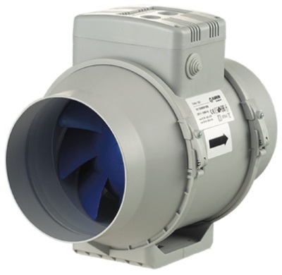 Blauberg In Line Turbo Mixed Flow Tube Extractor Fan - Duct Mounting - Run On Timer - 100mm 4" diameter