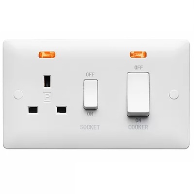 Verso 2G 45A Switch and Socket Outlet and Neon