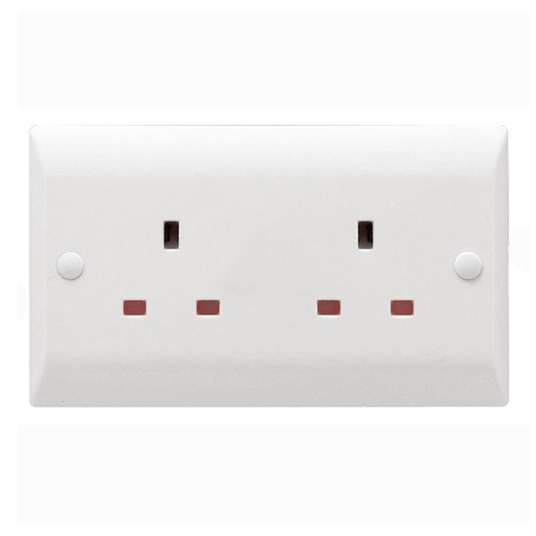 Hamilton Vogue White 2 Gang 13A Unswitched Socket