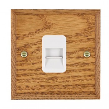 Hamilton Woods Chamfered Medium Oak 1 Gang Telephone Master Socket with White Insert