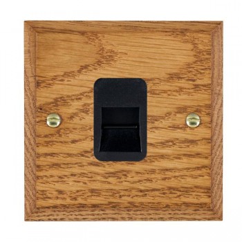 Hamilton Woods Chamfered Medium Oak 1 Gang Telephone Slave Socket with Black Insert