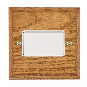 Hamilton Woods Chamfered Medium Oak 1 Gang 10A Triple Pole Switch with White Rocker and White Surround