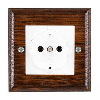 Hamilton Woods Ovolo Antique Mahogany 1 Gang 10/16A 220/250V AC German Unswitched Socket with White Insert