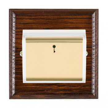 Hamilton Woods Ovolo Antique Mahogany 10A (6AX) 12-24V On/Off Card Switch with Polished Brass Insert and White Surround