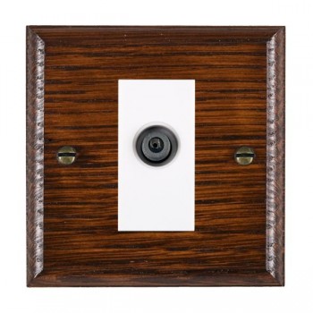 Hamilton Woods Ovolo Antique Mahogany 1 Gang Non-Isolated Digital Satellite Socket with White Insert