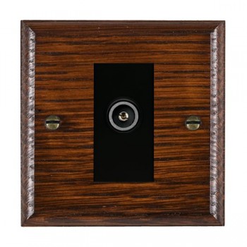 Hamilton Woods Ovolo Antique Mahogany 1 Gang Non-Isolated Female TV Socket with Black Insert