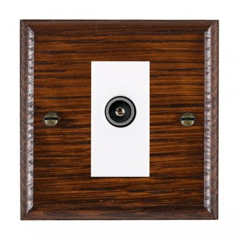 Hamilton Woods Ovolo Antique Mahogany 1 Gang Non-Isolated Female TV Socket with White Insert