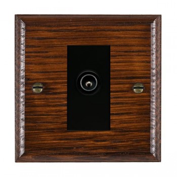 Hamilton Woods Ovolo Antique Mahogany 1 Gang Non-Isolated Male TV Socket with Black Insert