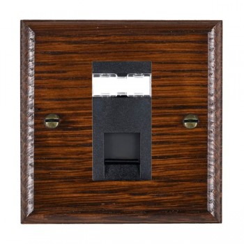 Hamilton Woods Ovolo Antique Mahogany 1 Gang Unshielded RJ45 CAT 5E Socket with Black Insert