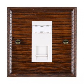 Hamilton Woods Ovolo Antique Mahogany 1 Gang Unshielded RJ45 CAT 5E Socket with White Insert