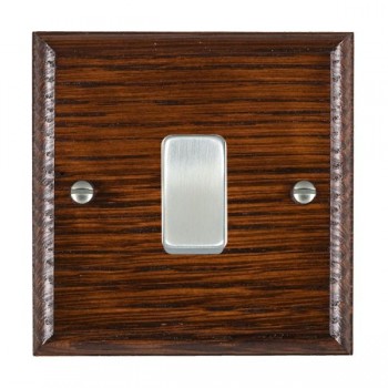 Hamilton Woods Ovolo Antique Mahogany 1 Gang 10AX 2 Way Switch with Satin Chrome Rocker and White Surround