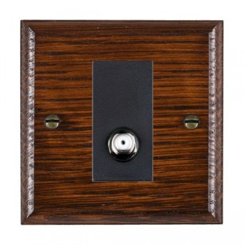 Hamilton Woods Ovolo Antique Mahogany 1 Gang Non-Isolated Satellite Socket with Black Insert