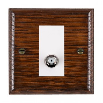 Hamilton Woods Ovolo Antique Mahogany 1 Gang Non-Isolated Satellite Socket with White Insert