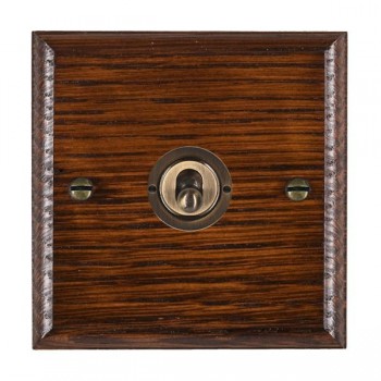 Hamilton Woods Ovolo Antique Mahogany 1 Gang 20AX 2 Way Toggle Switch with Antique Brass Toggle