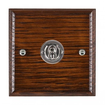 Hamilton Woods Ovolo Antique Mahogany 1 Gang 20AX 2 Way Toggle Switch with Bright Chrome Toggle