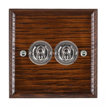 Hamilton Woods Ovolo Antique Mahogany 2 Gang 20AX 2 Way Toggle Switch with Bright Chrome Toggles