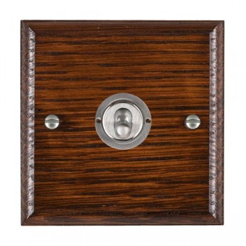 Hamilton Woods Ovolo Antique Mahogany 1 Gang 20AX Intermediate Toggle Switch with Satin Chrome Toggle