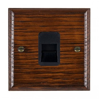 Hamilton Woods Ovolo Antique Mahogany 1 Gang Telephone Slave Socket with Black Insert