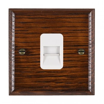 Hamilton Woods Ovolo Antique Mahogany 1 Gang Telephone Slave Socket with White Insert