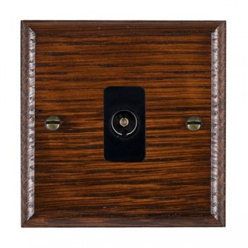 Hamilton Woods Ovolo Antique Mahogany 1 Gang Non-Isolated 1 In/1 Out TV Socket with Black Insert