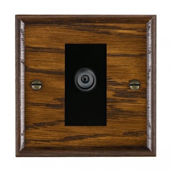 Hamilton Woods Ovolo Dark Oak 1 Gang Non-Isolated Digital Satellite Socket with Black Insert