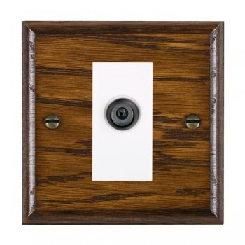 Hamilton Woods Ovolo Dark Oak 1 Gang Non-Isolated Digital Satellite Socket with White Insert