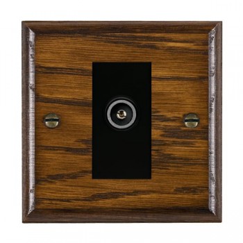 Hamilton Woods Ovolo Dark Oak 1 Gang Non-Isolated Female TV Socket with Black Insert