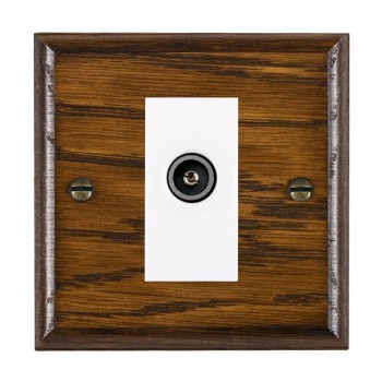 Hamilton Woods Ovolo Dark Oak 1 Gang Non-Isolated Female TV Socket with White Insert