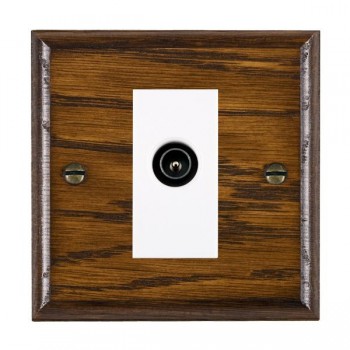 Hamilton Woods Ovolo Dark Oak 1 Gang Non-Isolated Male TV Socket with White Insert