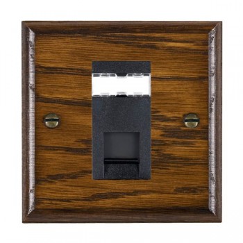 Hamilton Woods Ovolo Dark Oak 1 Gang Unshielded RJ12 Socket with Black Insert