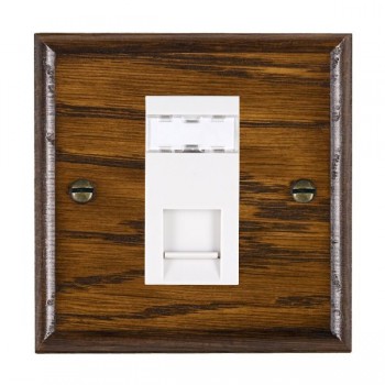 Hamilton Woods Ovolo Dark Oak 1 Gang Unshielded RJ45 CAT 5E Socket with White Insert