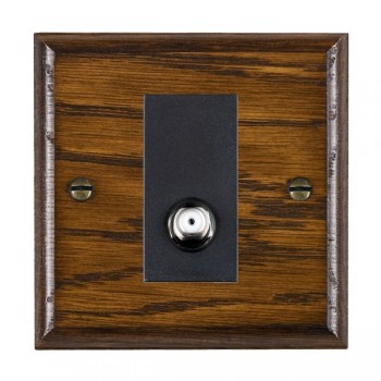 Hamilton Woods Ovolo Dark Oak 1 Gang Isolated Satellite Socket with White Insert