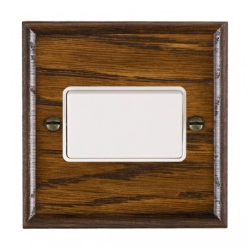 Hamilton Woods Ovolo Dark Oak 1 Gang 10A Triple Pole Switch with White Rocker and White Surround