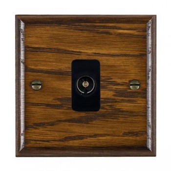 Hamilton Woods Ovolo Dark Oak 1 Gang Isolated 1 In/1 Out TV Socket with Black Insert