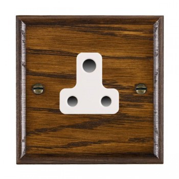 Hamilton Woods Ovolo Dark Oak 1 Gang 5A Unswitched Socket with White Insert