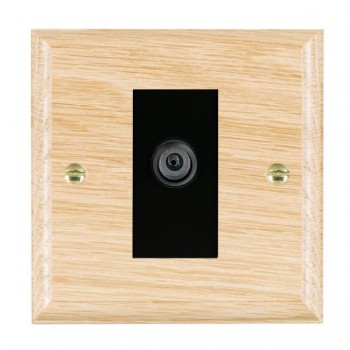 Hamilton Woods Ovolo Light Oak 1 Gang Non-Isolated Digital Satellite Socket with Black Insert
