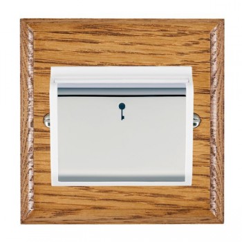 Hamilton Woods Ovolo Medium Oak 10A (6AX) 12-24V On/Off Card Switch with Bright Chrome Insert and White Surround