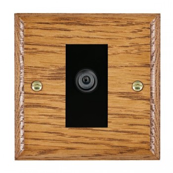 Hamilton Woods Ovolo Medium Oak 1 Gang Non-Isolated Digital Satellite Socket with Black Insert