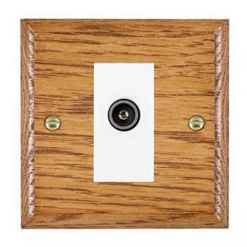 Hamilton Woods Ovolo Medium Oak 1 Gang Non-Isolated Female TV Socket with White Insert